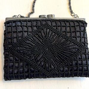 Black seed bead evening/shoulder bag.